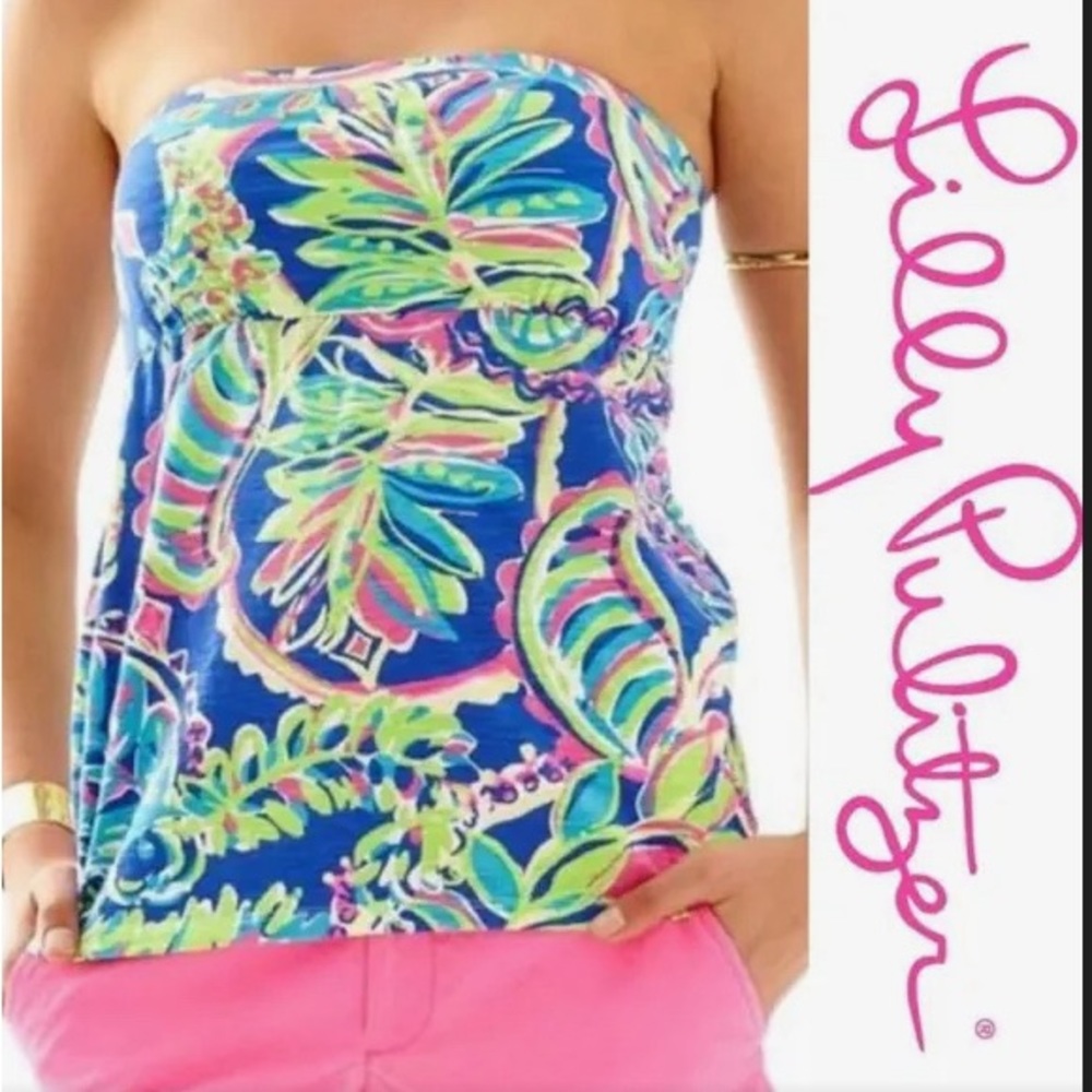 Lilly Pulitzer ‘Val’ strapless top in Toucan Play